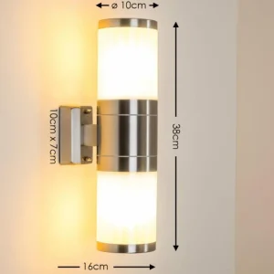 hofstein Applique murale d'extérieur TOLSONA Acier inoxydable, 2 lumières* Lampes Modernes