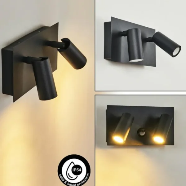 hofstein Applique murale d'extérieur Saeter LED Noir, 2 lumières, Détecteur de mouvement* Lampes Modernes