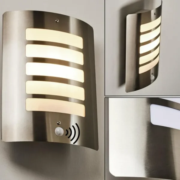 hofstein Applique murale d'extérieur Alslev Acier inoxydable, 1 lumière, Détecteur de mouvement* Lampes Modernes
