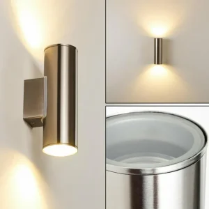 hofstein Applique murale d'extérieur Brachy LED Acier inoxydable, 2 lumières* Lampes Modernes