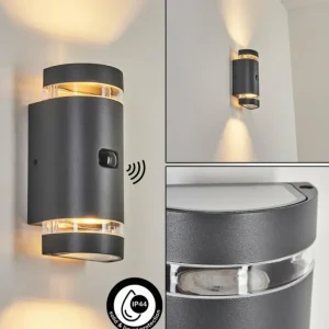 hofstein Applique murale d'extérieur Edevik Anthracite, 2 lumières, Détecteur de mouvement* Lampes Modernes
