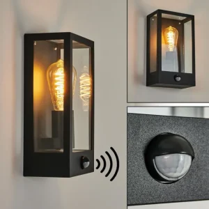 hofstein Applique murale d'extérieur Caudry Noir, 1 lumière, Détecteur de mouvement* Lampes Modernes
