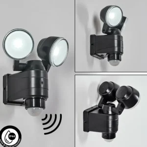 hofstein Applique murale d'extérieur Anyarhwi LED Noir, 2 lumières, Détecteur de mouvement* Lampes Modernes