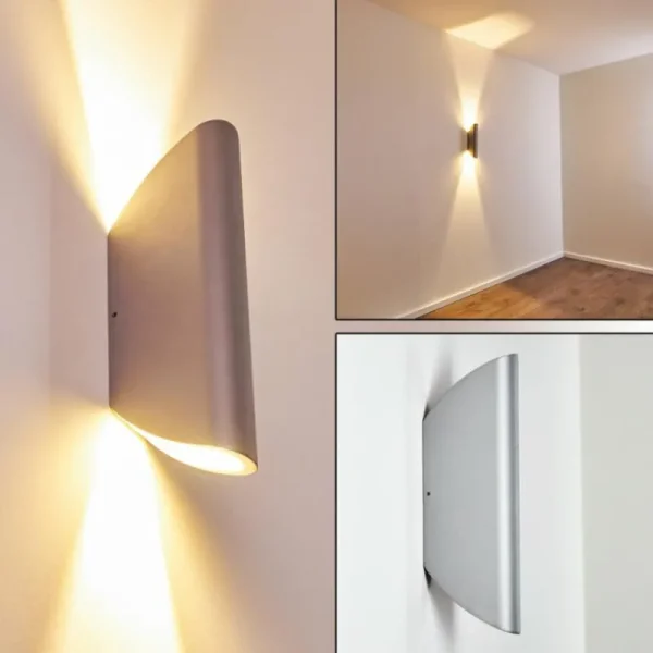 hofstein Applique murale d'extérieur Gatunga LED Argenté, 2 lumières* Lampes Modernes