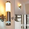 hofstein Applique murale d'extérieur Walise Acier inoxydable, 1 lumière, Détecteur de mouvement* Lampes Modernes