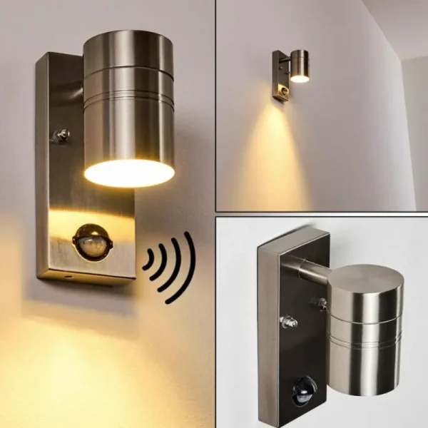 hofstein Applique murale d'extérieur Froslev LED Chrome, 1 lumière, Détecteur de mouvement* Lampes Modernes