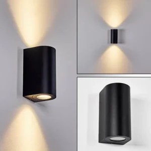 hofstein Applique murale d'extérieur Boda Noir, 2 lumières* Lampes Modernes