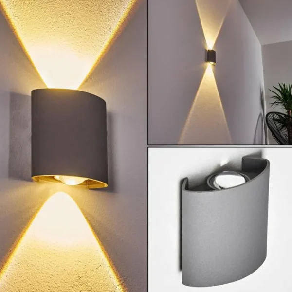 hofstein Applique murale d'extérieur Abaiang LED Gris, 1 lumière* Lampes Modernes