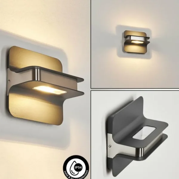 hofstein Applique murale d'extérieur Blanchard LED Nickel mat, Noir, 1 lumière* Lampes Modernes