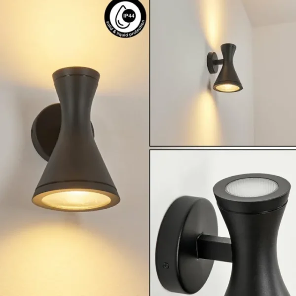hofstein Applique murale d'extérieur Verberie Noir, 2 lumières* Lampes Modernes