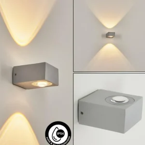 hofstein Applique murale d'extérieur Curvel LED Argenté, 2 lumières* Lampes Modernes