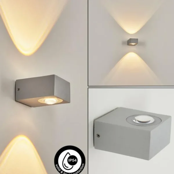 hofstein Applique murale d'extérieur Curvel LED Argenté, 2 lumières* Lampes Modernes