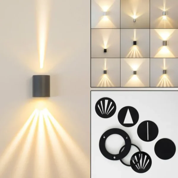 hofstein Applique murale d'extérieur Mora LED Gris, 2 lumières* Lampes Modernes