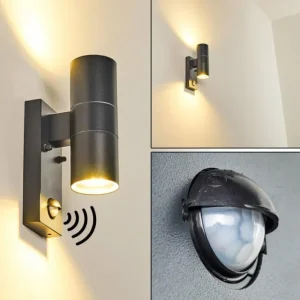 hofstein Applique murale d'extérieur Brachy Gris, 2 lumières, Détecteur de mouvement* Lampes Modernes