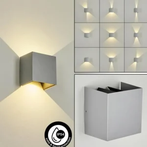 hofstein Applique murale d'extérieur Hoods LED Gris, 2 lumières* Lampes En Verre