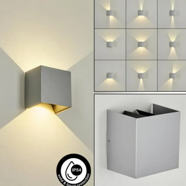 hofstein Applique murale d'extérieur Hoods LED Gris, 2 lumières* Lampes En Verre