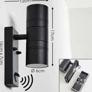 hofstein Applique murale d'extérieur Froslev LED Noir, 2 lumières, Détecteur de mouvement* Lampes Modernes