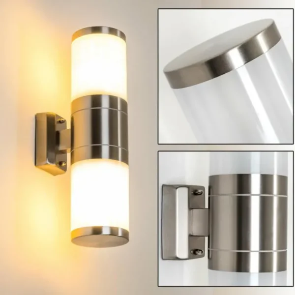 hofstein Applique murale d'extérieur TOLSONA Acier inoxydable, 2 lumières* Lampes Modernes