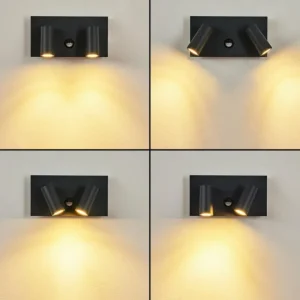 hofstein Applique murale d'extérieur Saeter LED Noir, 2 lumières, Détecteur de mouvement* Lampes Modernes