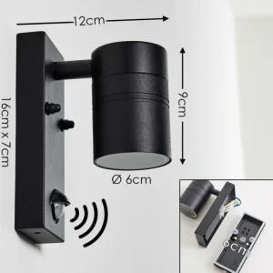hofstein Applique murale d'extérieur Froslev LED Noir, 1 lumière, Détecteur de mouvement* Lampes Modernes