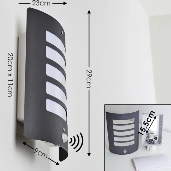 hofstein Applique murale d'extérieur Alslev Anthracite, 1 lumière, Détecteur de mouvement* Lampes Modernes