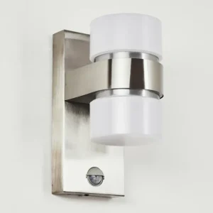 hofstein Applique murale d'extérieur Tiarp LED Nickel mat, 2 lumières, Détecteur de mouvement* Lampes Modernes