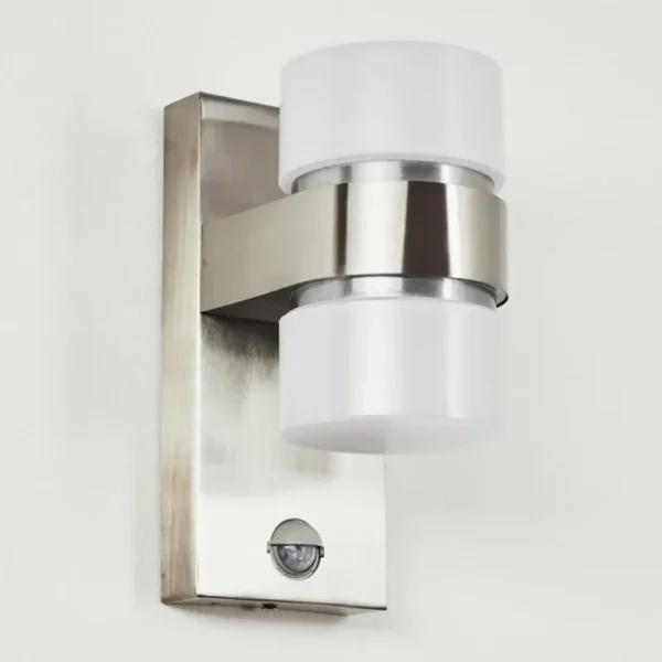 hofstein Applique murale d'extérieur Tiarp LED Nickel mat, 2 lumières, Détecteur de mouvement* Lampes Modernes
