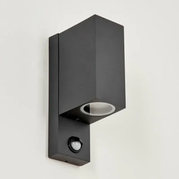 hofstein Applique murale d'extérieur Kingstown Anthracite, Transparent, 2 lumières, Détecteur de mouvement* Lampes Modernes
