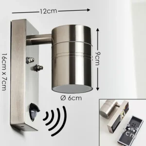hofstein Applique murale d'extérieur Froslev LED Chrome, 1 lumière, Détecteur de mouvement* Lampes Modernes