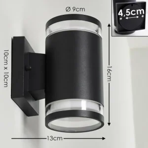 hofstein Applique murale d'extérieur Macoupin Noir, 2 lumières* Lampes Modernes