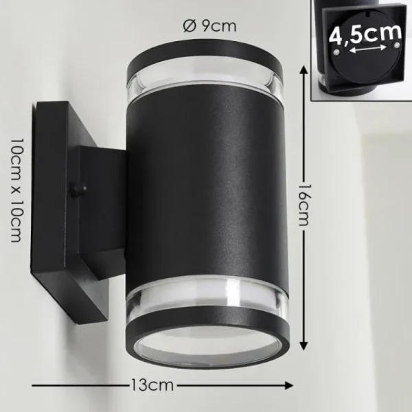 hofstein Applique murale d'extérieur Macoupin Noir, 2 lumières* Lampes Modernes