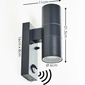 hofstein Applique murale d'extérieur Brachy Gris, 2 lumières, Détecteur de mouvement* Lampes Modernes