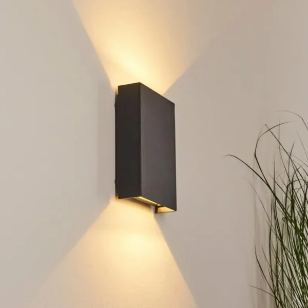 hofstein Applique murale d'extérieur Benin LED Noir, 2 lumières* Lampes Modernes