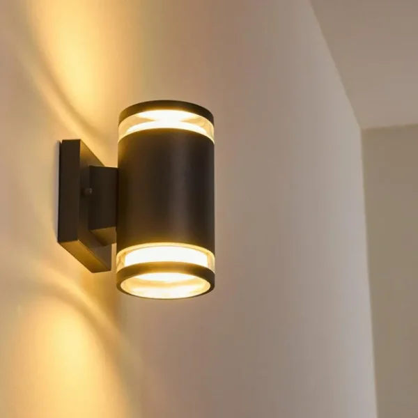 hofstein Applique murale d'extérieur Macoupin Noir, 2 lumières* Lampes Modernes