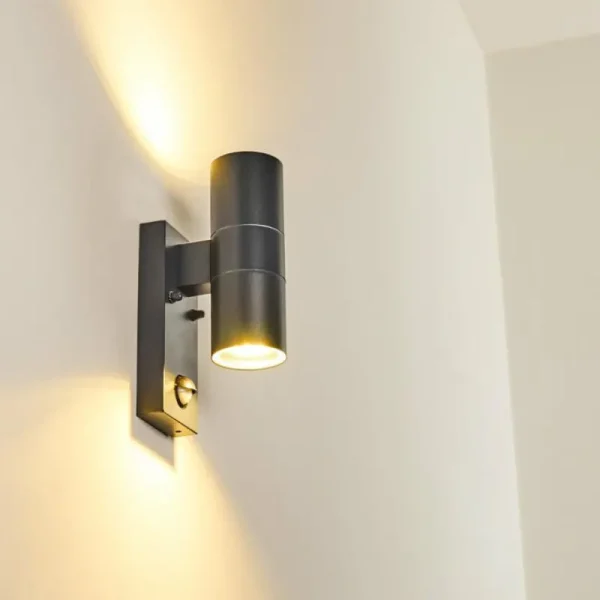 hofstein Applique murale d'extérieur Brachy Gris, 2 lumières, Détecteur de mouvement* Lampes Modernes