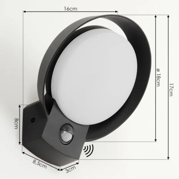 hofstein Applique murale d'extérieur Kelo LED Anthracite, 1 lumière, Détecteur de mouvement* Lampes Modernes