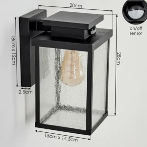 hofstein Applique murale d'extérieur Tieva Noir, 1 lumière, Détecteur de mouvement* Lampes Modernes