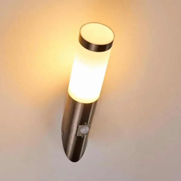 hofstein Applique murale d'extérieur Norburg Acier inoxydable, 1 lumière, Détecteur de mouvement* Lampes Modernes