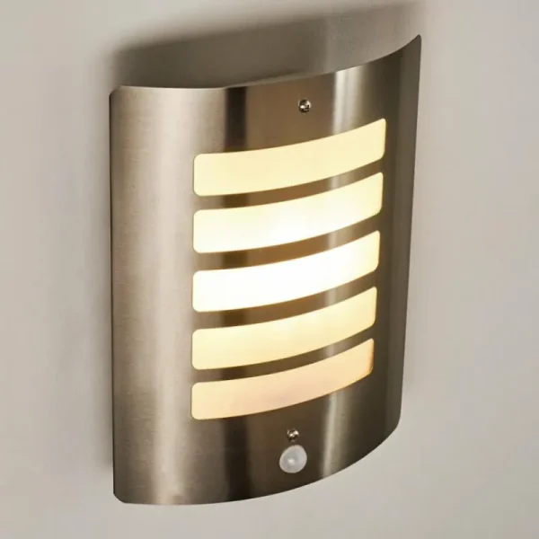 hofstein Applique murale d'extérieur Alslev Acier inoxydable, 1 lumière, Détecteur de mouvement* Lampes Modernes