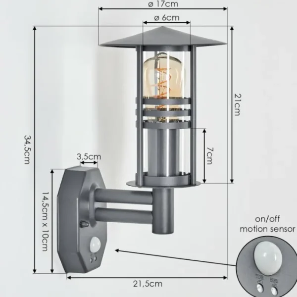 hofstein Applique murale d'extérieur Forli Anthracite, 1 lumière, Détecteur de mouvement* Lampes Modernes