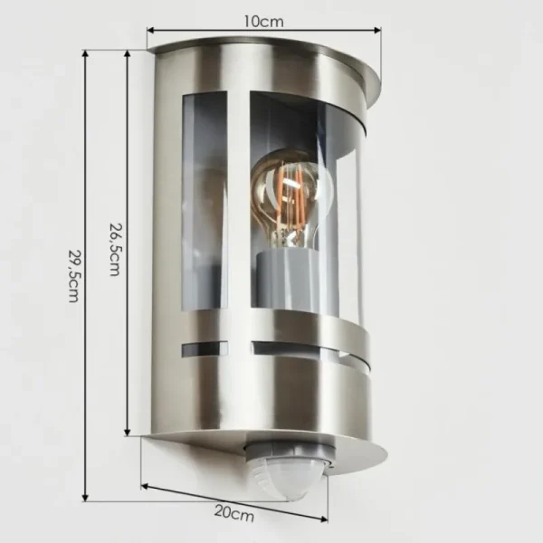 hofstein Applique murale d'extérieur Lauvdal Acier inoxydable, 1 lumière, Détecteur de mouvement* Lampes Modernes