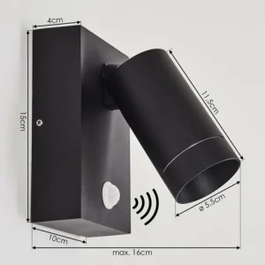 hofstein Applique murale d'extérieur Hakamken Noir, 1 lumière, Détecteur de mouvement* Lampes Modernes