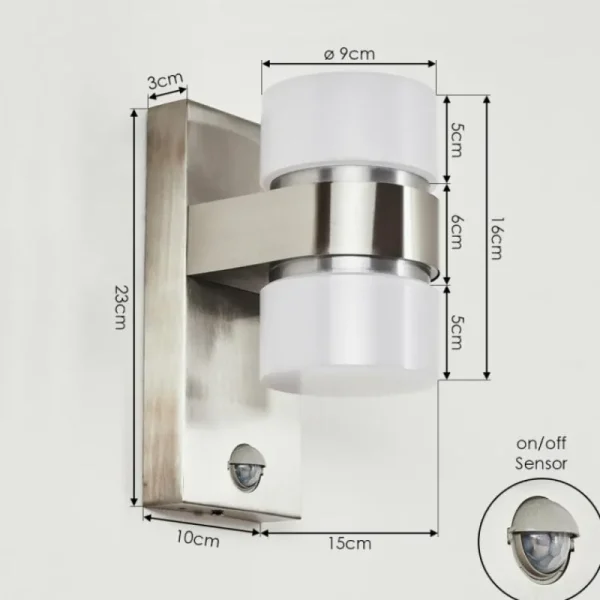 hofstein Applique murale d'extérieur Tiarp LED Nickel mat, 2 lumières, Détecteur de mouvement* Lampes Modernes