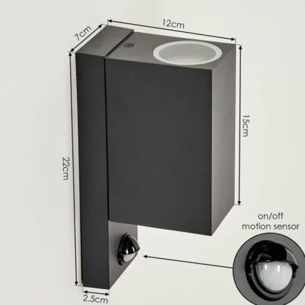 hofstein Applique murale d'extérieur Kingstown Anthracite, Transparent, 2 lumières, Détecteur de mouvement* Lampes Modernes