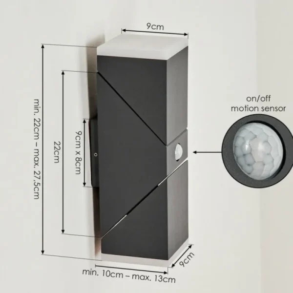 hofstein Applique murale d'extérieur Toogong LED Anthracite, 2 lumières, Détecteur de mouvement* Lampes Modernes