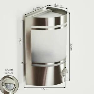 hofstein Applique murale d'extérieur Visnum Nickel mat, Blanc, 1 lumière, Détecteur de mouvement* Lampes Modernes