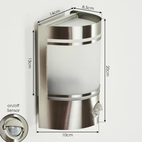 hofstein Applique murale d'extérieur Visnum Nickel mat, Blanc, 1 lumière, Détecteur de mouvement* Lampes Modernes