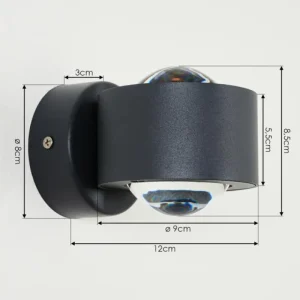 hofstein Applique murale d'extérieur Andersro LED Noir, 2 lumières* Lampes Modernes