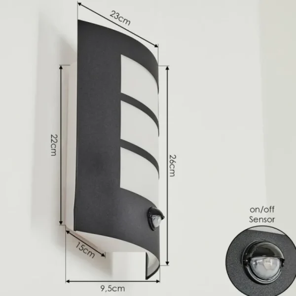 hofstein Applique murale d'extérieur Matilau Noir, Blanc, 1 lumière, Détecteur de mouvement* Lampes Modernes