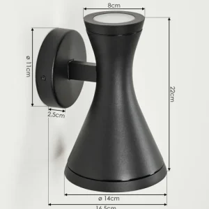 hofstein Applique murale d'extérieur Verberie Noir, 2 lumières* Lampes Modernes